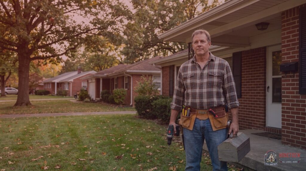 A licensed residential handyman arriving at a Locust Grove, GA home prepared to complete repairs.