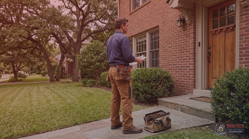 A licensed residential handyman arriving at a McDonough, GA home prepared to perform repair services.