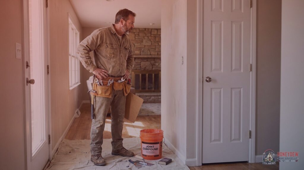 A licensed residential handyman assessing repair needs inside a McDonough home.